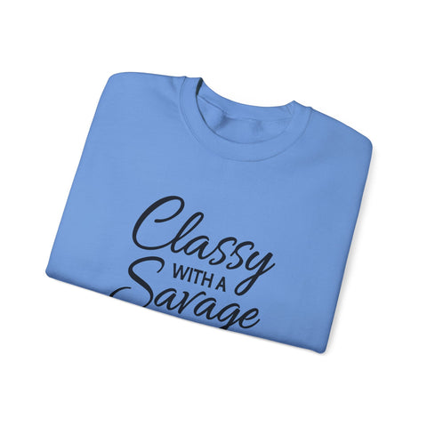 Classy with a Savage Side (Pittsburgh Sarcasm Series) - Heavy Blend™ Crewneck Sweatshirt Sweatshirt - YinzerShop