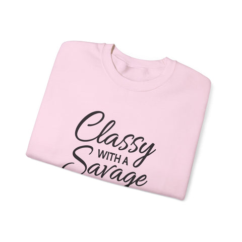 Classy with a Savage Side (Pittsburgh Sarcasm Series) - Heavy Blend™ Crewneck Sweatshirt Sweatshirt - YinzerShop