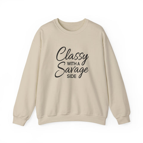 Classy with a Savage Side (Pittsburgh Sarcasm Series) - Heavy Blend™ Crewneck Sweatshirt Sweatshirt - YinzerShop