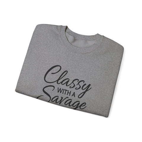 Classy with a Savage Side (Pittsburgh Sarcasm Series) - Heavy Blend™ Crewneck Sweatshirt Sweatshirt - YinzerShop