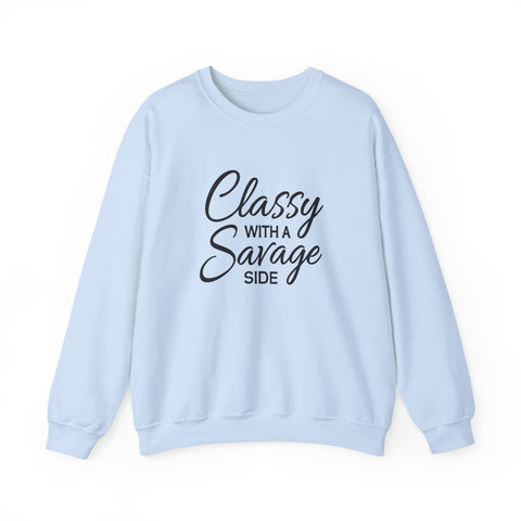Classy with a Savage Side (Pittsburgh Sarcasm Series) - Heavy Blend™ Crewneck Sweatshirt Sweatshirt - YinzerShop