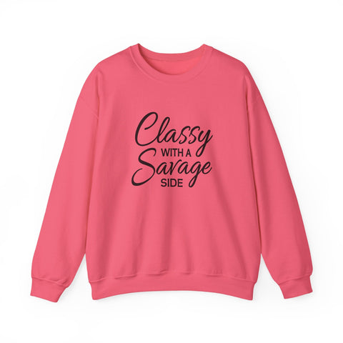 Classy with a Savage Side (Pittsburgh Sarcasm Series) - Heavy Blend™ Crewneck Sweatshirt Sweatshirt - YinzerShop