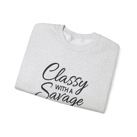 Classy with a Savage Side (Pittsburgh Sarcasm Series) - Heavy Blend™ Crewneck Sweatshirt Sweatshirt - YinzerShop