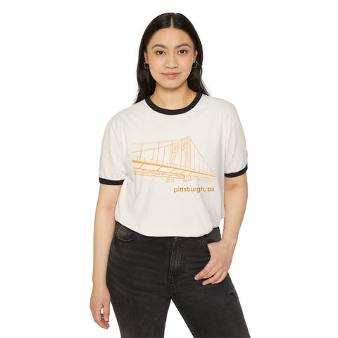 Clemente Bridge Unisex Cotton Ringer T-Shirt T-Shirt - YinzerShop