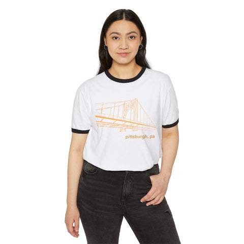 Clemente Bridge Unisex Cotton Ringer T-Shirt T-Shirt - YinzerShop