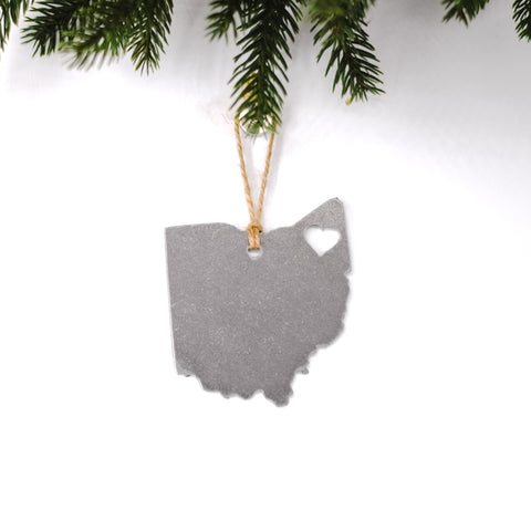Cleveland Ohio Heart Ornament - Rustic Steel Christmas Tree Charm | Unique Holiday Gift Holiday Ornaments - YinzerShop