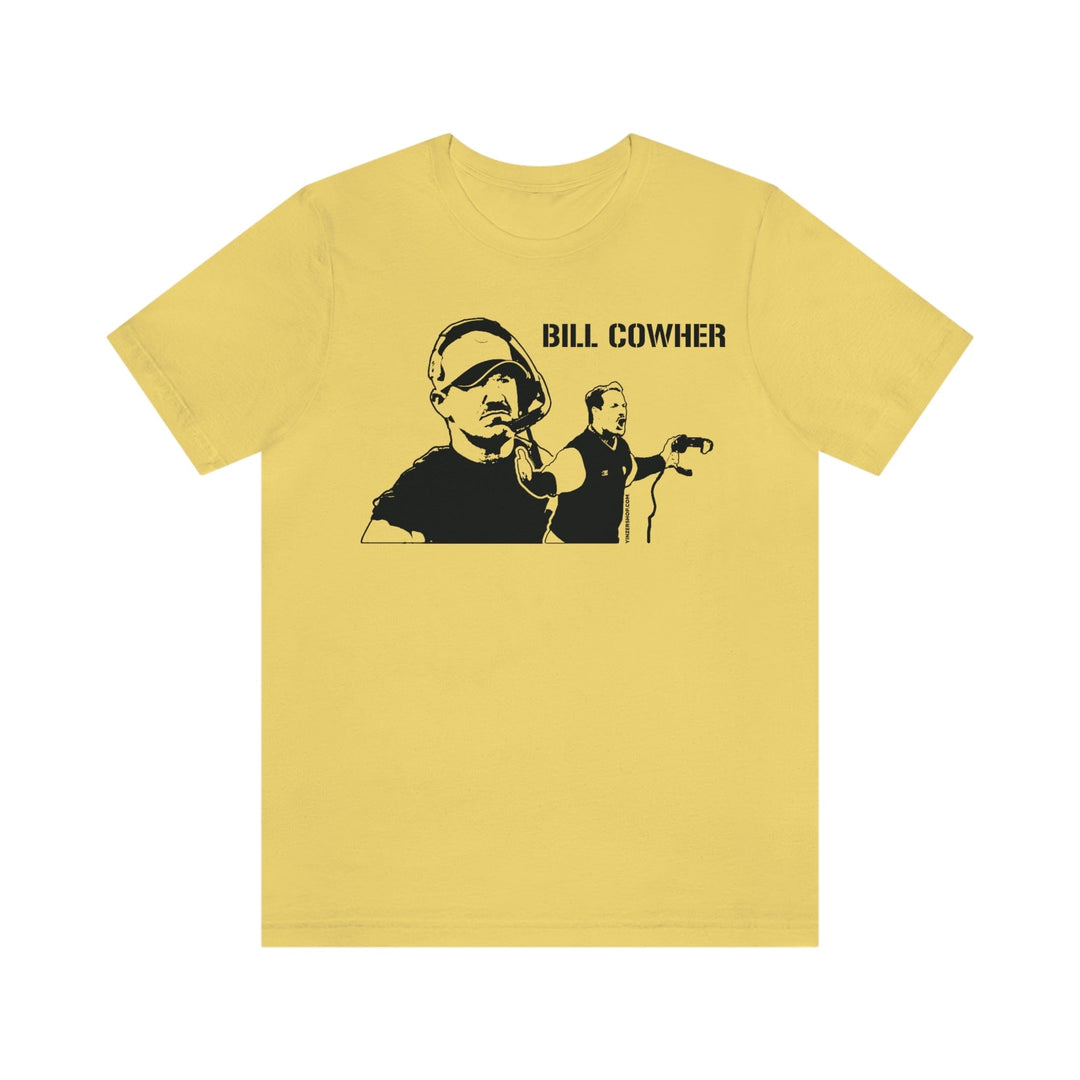 Coach Bill Cowher Legend T-Shirt Short Sleeve Tee T-Shirt Printify Yellow S 