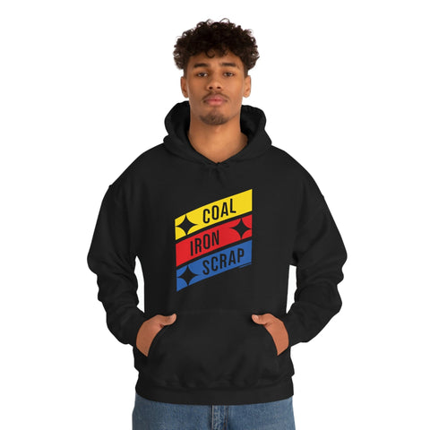 Coal Iron Scrap Unisex Heavy Blend™ Hooded Sweatshirt Hoodie Printify Black S 