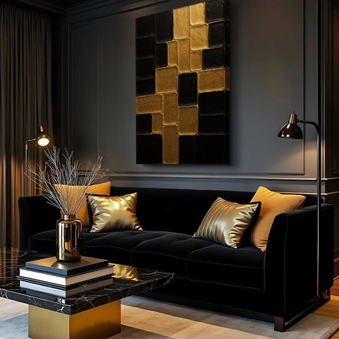 Contemporary Black and Gold Wall Art II Canvas - YinzerShop
