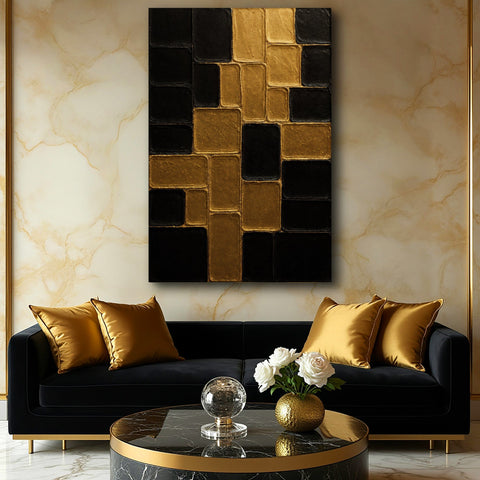 Contemporary Black and Gold Wall Art II Canvas - YinzerShop