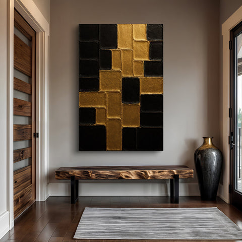 Contemporary Black and Gold Wall Art II Canvas - YinzerShop