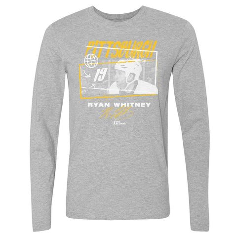 Cotton Long Sleeve T-Shirt Featuring Ryan Whitney - Pittsburgh Tones Crewneck Tee Men's Long Sleeve T-Shirt - YinzerShop