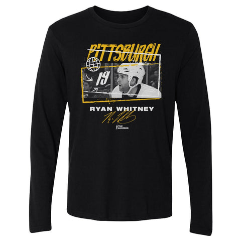 Cotton Long Sleeve T-Shirt Featuring Ryan Whitney - Pittsburgh Tones Crewneck Tee Men's Long Sleeve T-Shirt - YinzerShop