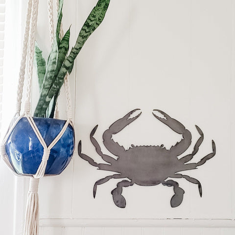 Crab Wall Decor – Rustic Metal Sign | Recycled Steel Art Coastal Home Decoration Wall Decor - YinzerShop