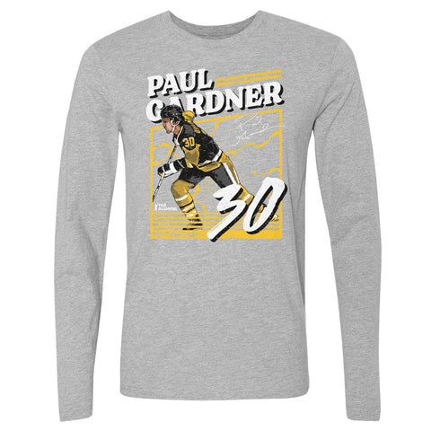 Crewneck Long Sleeve Paul Gardner Pittsburgh Power Shirt - Cotton Graphic Tee Men's Long Sleeve T-Shirt - YinzerShop