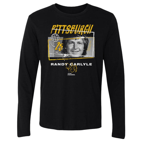 Crewneck Long Sleeve T-Shirt - Randy Carlyle Pittsburgh Tones Cotton Tee, Regular Fit Men's Long Sleeve T-Shirt - YinzerShop