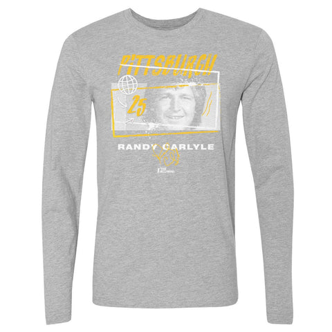 Crewneck Long Sleeve T-Shirt - Randy Carlyle Pittsburgh Tones Cotton Tee, Regular Fit Men's Long Sleeve T-Shirt - YinzerShop