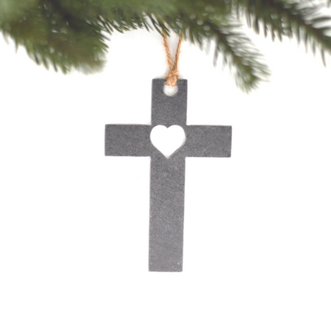 Cross Ornament | Unique Steel Holiday Decoration - Rustic Eco Friendly Gift Idea
