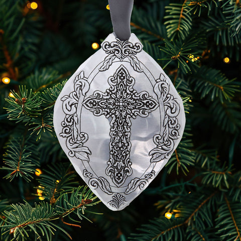Cross Ornament | Faithful Moments Aluminum Religious Ornament - Personalized Gift - YinzerShop