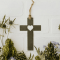 Cross Ornament | Unique Steel Holiday Decoration - Rustic Eco Friendly Gift Idea Holiday Ornaments - YinzerShop