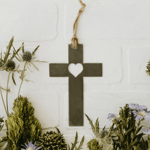 Cross Ornament | Unique Steel Holiday Decoration - Rustic Eco Friendly Gift Idea Holiday Ornaments - YinzerShop