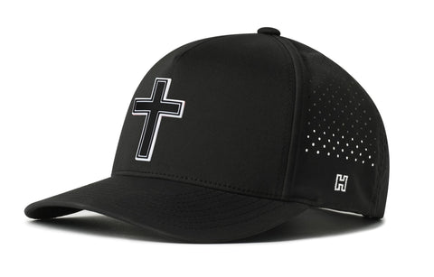 Cross Performance Hat - 5-Panel Black Snapback With Moisture-Wicking Sweatband | Haka Hat Performance - YinzerShop