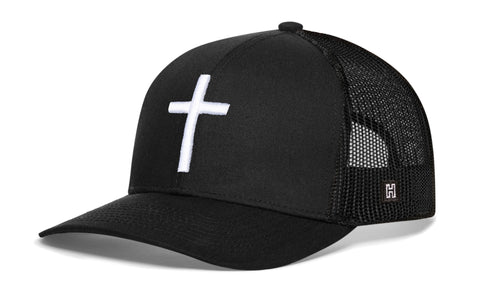 Cross Trucker Hat | Black bold cross Snapback Trucker - YinzerShop