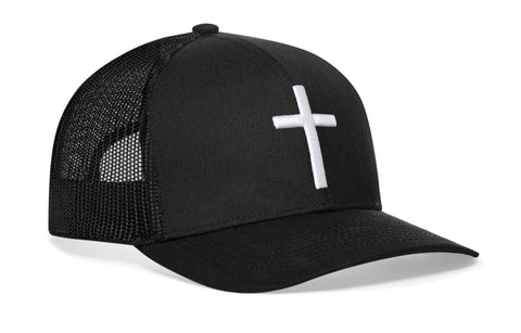 Cross Trucker Hat | Black bold cross Snapback Trucker - YinzerShop