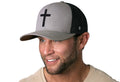 Cross Trucker Hat | Gray-Black bold cross Snapback Trucker Hat - YinzerShop