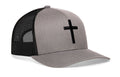 Cross Trucker Hat | Gray-Black bold cross Snapback Trucker Hat - YinzerShop