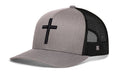 Cross Trucker Hat | Gray-Black bold cross Snapback Trucker Hat - YinzerShop