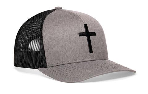 Cross Trucker Hat  |  Black bold cross Snapback
