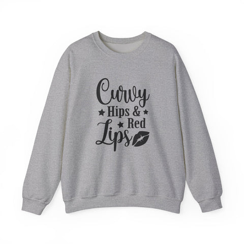 Curvy Hips & Red Lips (Pittsburgh Sarcasm Series) - Heavy Blend™ Crewneck Sweatshirt Sweatshirt - YinzerShop