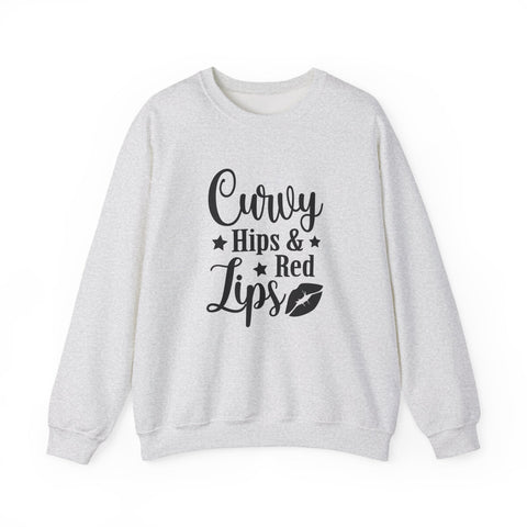 Curvy Hips & Red Lips (Pittsburgh Sarcasm Series) - Heavy Blend™ Crewneck Sweatshirt Sweatshirt - YinzerShop