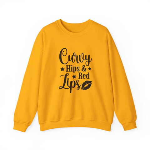 Curvy Hips & Red Lips (Pittsburgh Sarcasm Series) - Heavy Blend™ Crewneck Sweatshirt Sweatshirt - YinzerShop