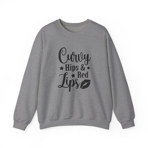 Curvy Hips & Red Lips (Pittsburgh Sarcasm Series) - Heavy Blend™ Crewneck Sweatshirt Sweatshirt - YinzerShop