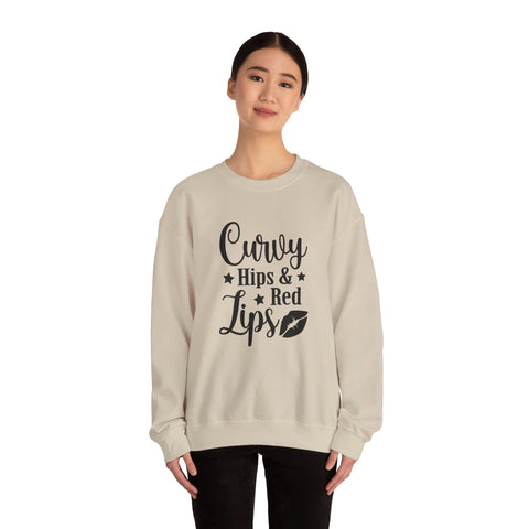 Curvy Hips & Red Lips (Pittsburgh Sarcasm Series) - Heavy Blend™ Crewneck Sweatshirt Sweatshirt - YinzerShop