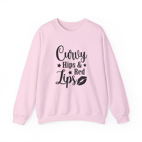 Curvy Hips & Red Lips (Pittsburgh Sarcasm Series) - Heavy Blend™ Crewneck Sweatshirt Sweatshirt - YinzerShop