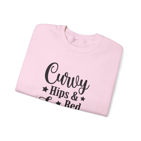 Curvy Hips & Red Lips (Pittsburgh Sarcasm Series) - Heavy Blend™ Crewneck Sweatshirt Sweatshirt - YinzerShop
