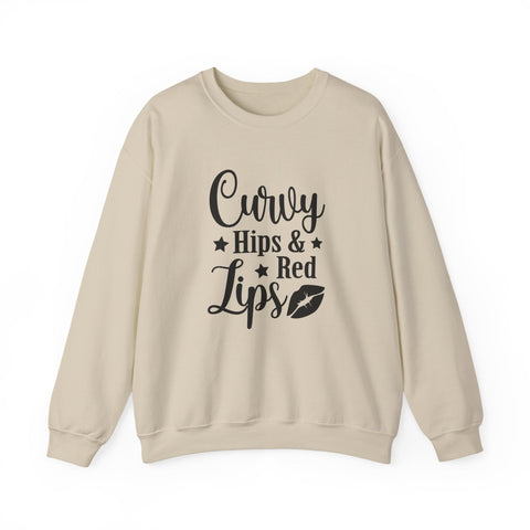 Curvy Hips & Red Lips (Pittsburgh Sarcasm Series) - Heavy Blend™ Crewneck Sweatshirt Sweatshirt - YinzerShop