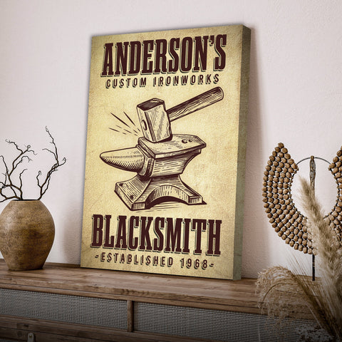 Custom Ironworks Blacksmith Sign Canvas - YinzerShop