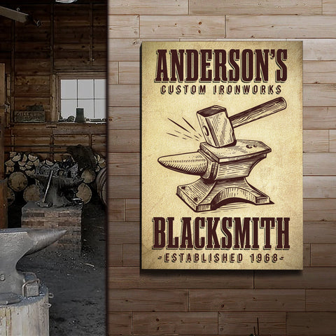 Custom Ironworks Blacksmith Sign Canvas - YinzerShop