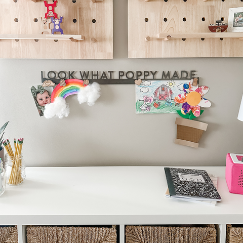 Magnetic Display Bar - Custom Name Steel Sign | Modern Sans Serif Art Holder