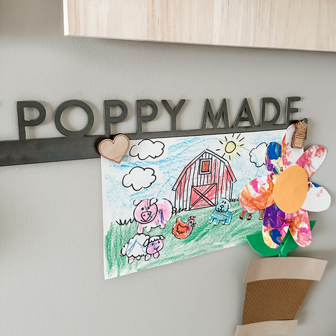 Magnetic Display Bar - Custom Name Steel Sign | Modern Sans Serif Art Holder