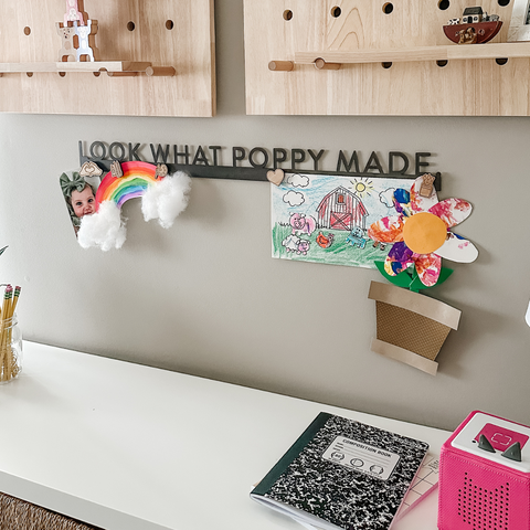 Magnetic Display Bar - Custom Name Steel Sign | Modern Sans Serif Art Holder