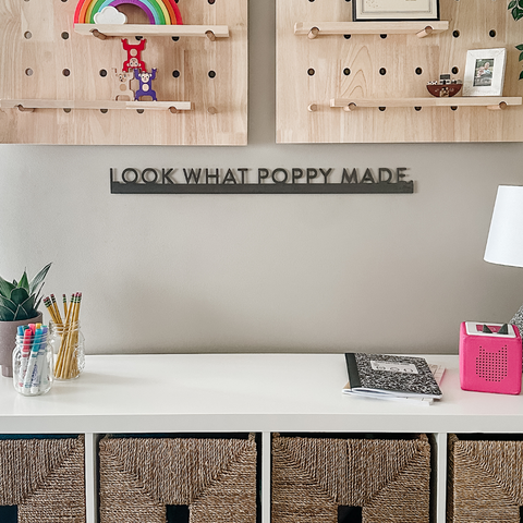 Magnetic Display Bar - Custom Name Steel Sign | Modern Sans Serif Art Holder