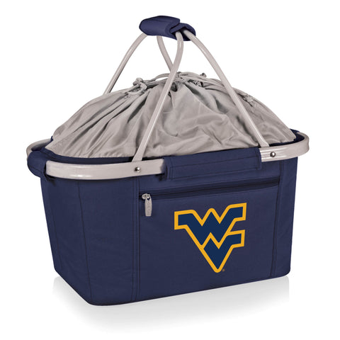 West Virginia Mountaineers - Metro Basket Collapsible Cooler Tote  Picnic Time Family of Brands Navy Blue  