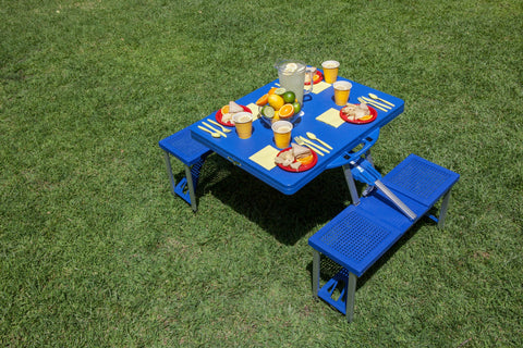 West Virginia Mountaineers - Picnic Table Portable Folding Table with Seats  Picnic Time Family of Brands   