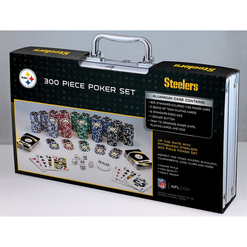 Pittsburgh Steelers Poker Set - 300 Piece Casino Chips, Team Logo Dice & Aluminum Case