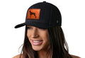 Doberman Trucker Hat Leather | Black Dog Snapback Trucker - YinzerShop